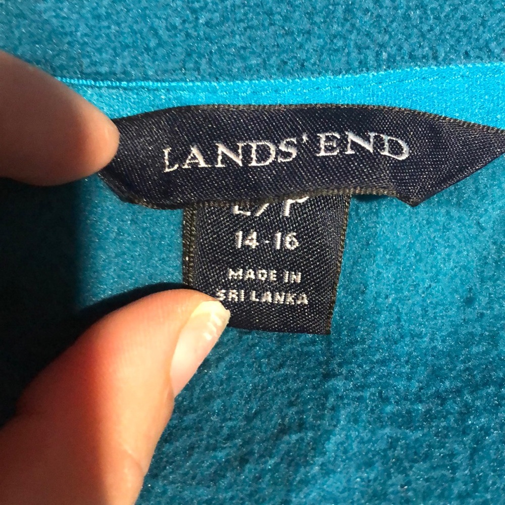 Land’s End teal fleece half zip fleece size large - Picture 4 of 5